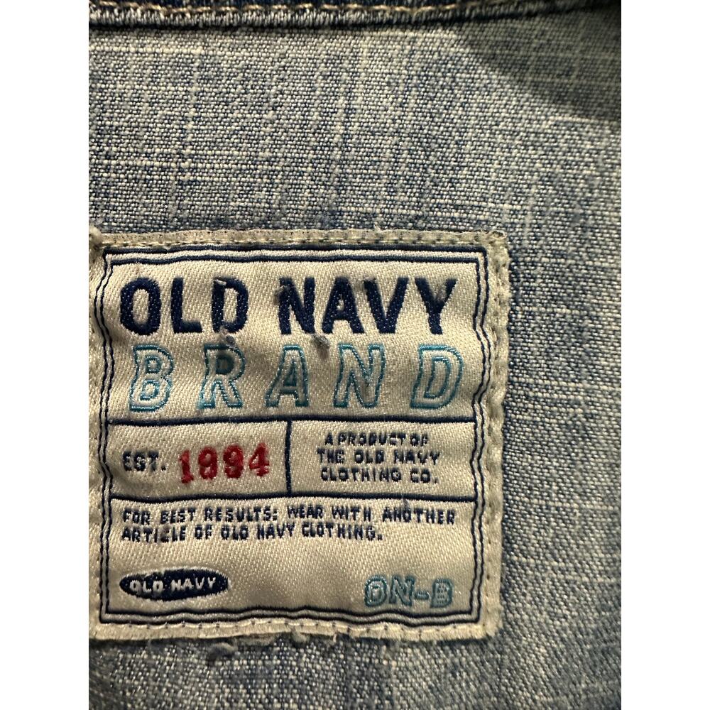 Vintage Old Navy 90s Minimalist French Chic Zip Up Denim Jacket - Picture 8 of 8